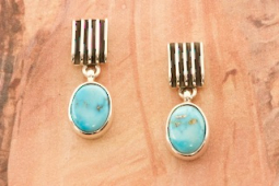 Genuine Blue Ridge Turquoise Sterling Silver Post Earrings